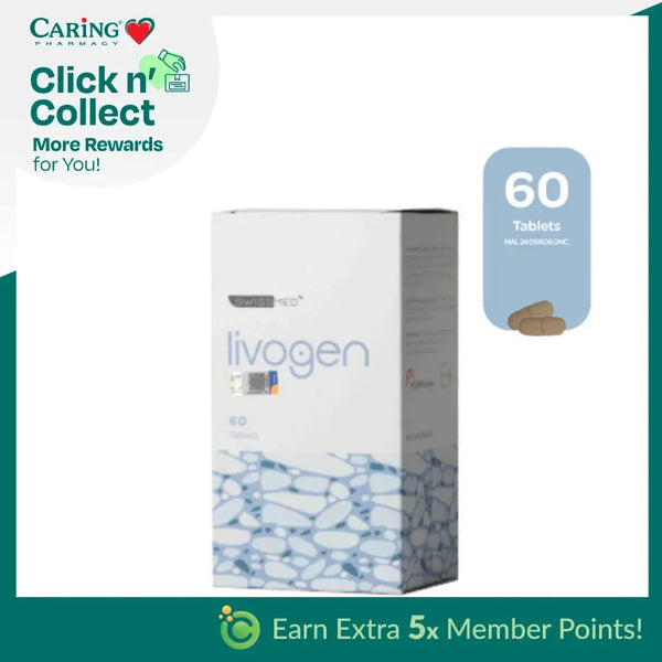 SWISSMED Livogen iron supplement Malaysia, 60 tablets in a sleek packaging for enhanced iron intake