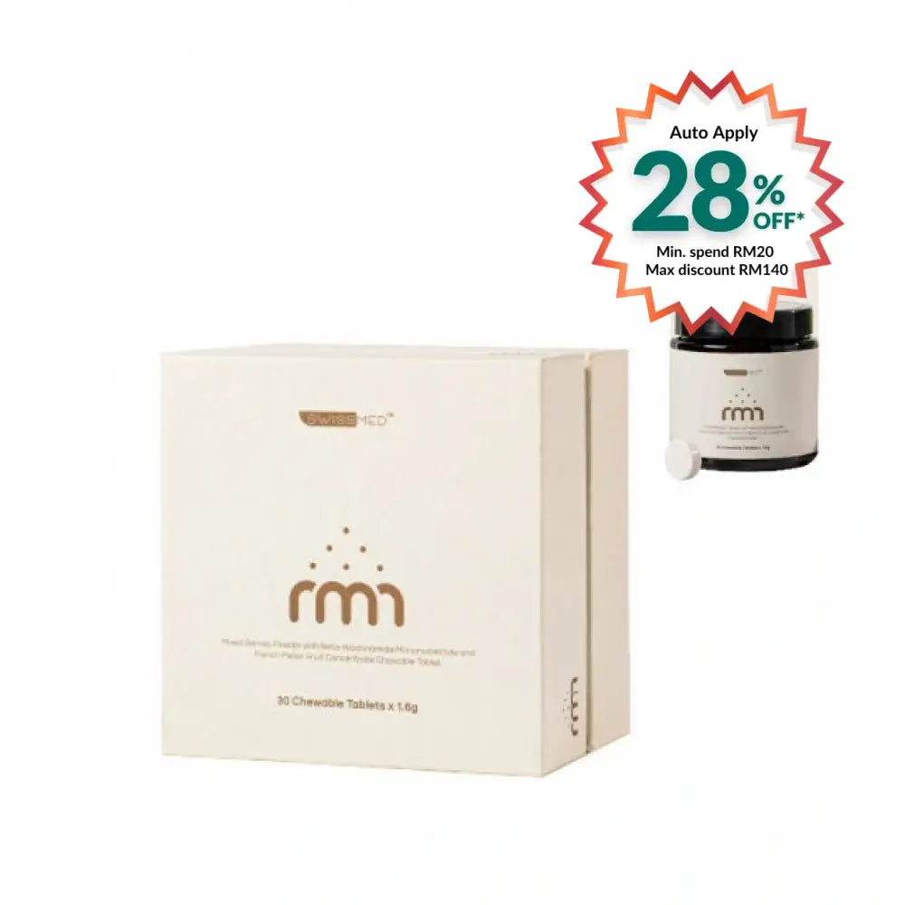 SWISSMED NMN chewable tablets in a box of 30 for energy and anti-aging support