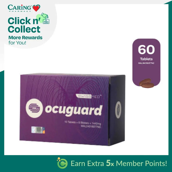 Swissmed Ocuguard eye supplement box containing 60 tablets for eye health support