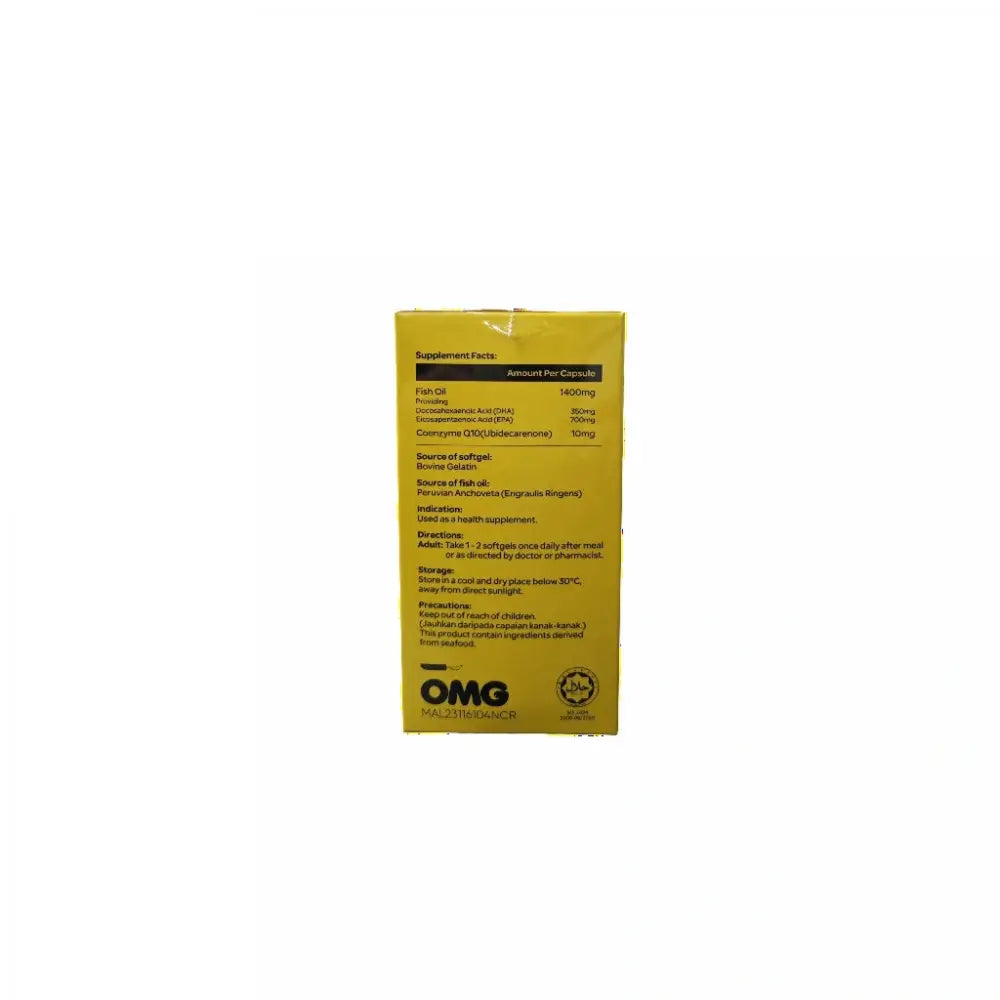 SWISSMED Omega 3 90 softgels with detailed supplement facts and health benefits listed on packaging