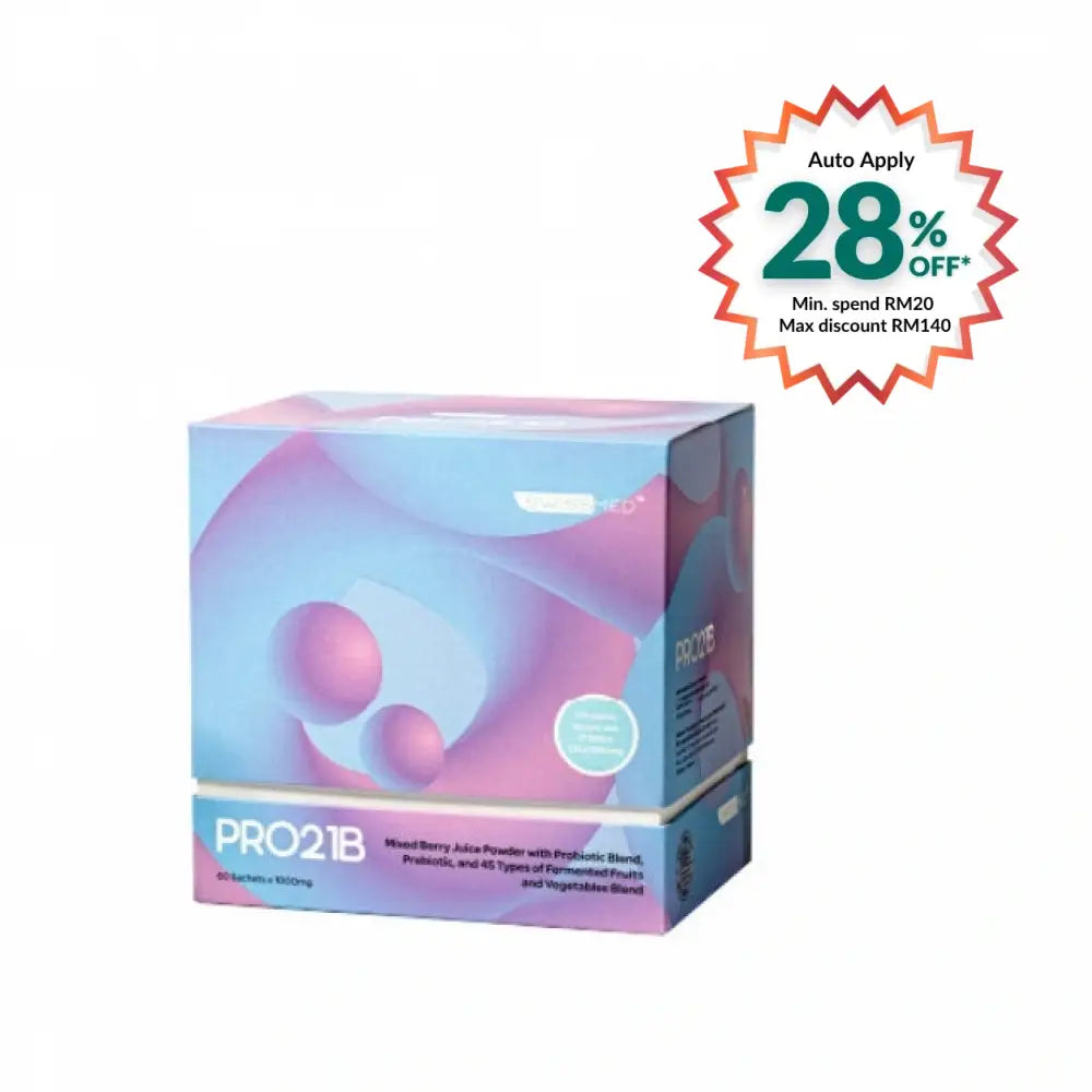 SWISSMED PRO21B probiotics supplement box with 60 sachets of berry flavor powder