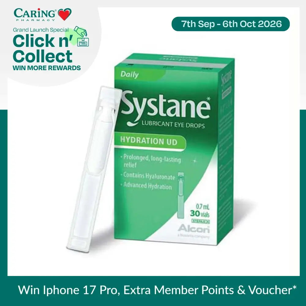 Systane Hydration UD eye drops in a 0.7ml vial with box packaging for dry eye relief
