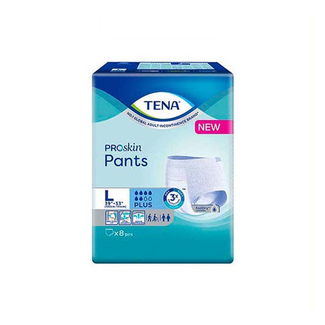 TENA Pants Plus ProSkin Large Package with 8 Pants for Comfort and Skin Protection