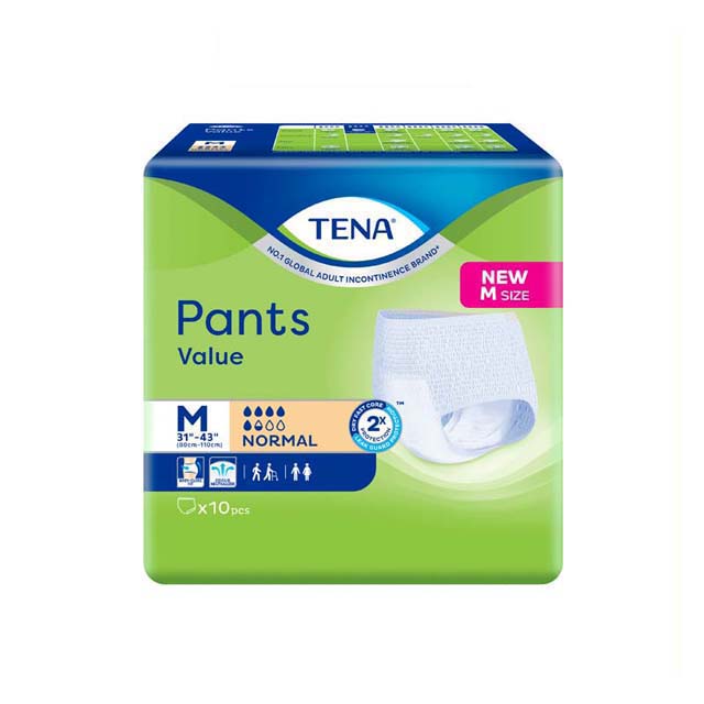 TENA Pants Value M adult diapers in packaging, designed for comfort and discreet wear for adults