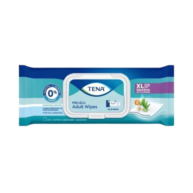 TENA wet wipes for adults in XL size, designed for gentle cleansing and care