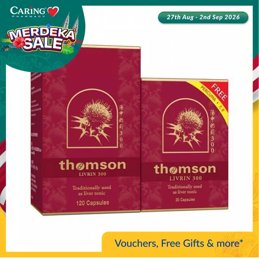 Thomson Livrin liver supplement pack with 120 capsules and a free 30 capsules for liver health support