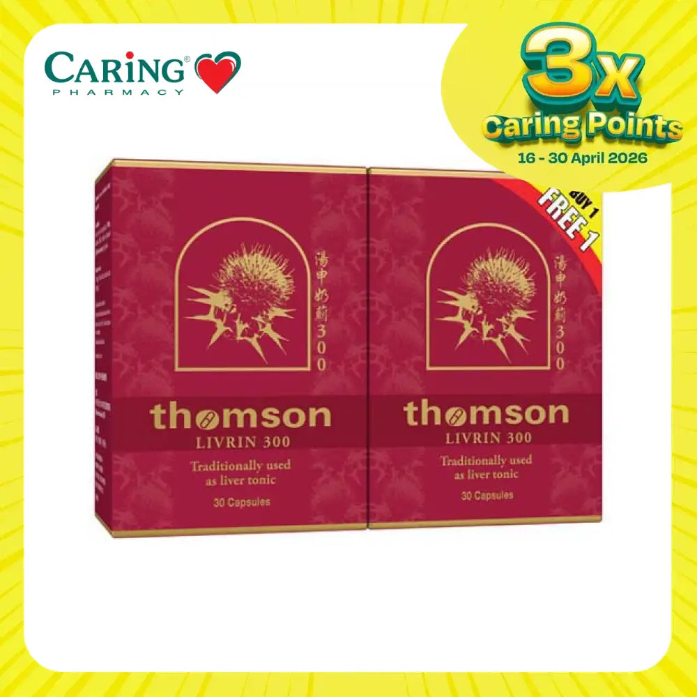 Thomson Livrin 300 liver tonic, a pack of 30 capsules traditionally used for liver health
