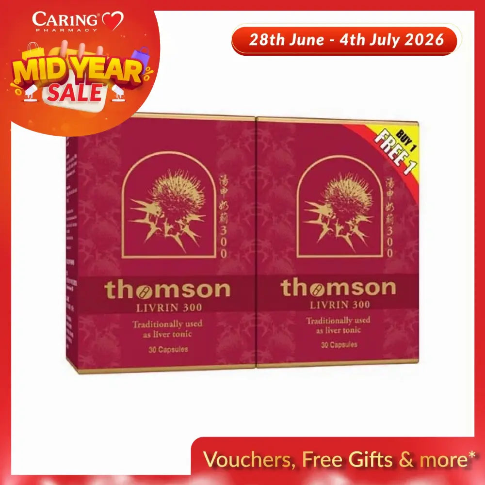Thomson Livrin 300 liver tonic, a pack of 30 capsules traditionally used for liver health