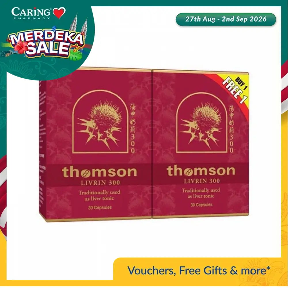 Thomson Livrin 300 liver tonic, a pack of 30 capsules traditionally used for liver health