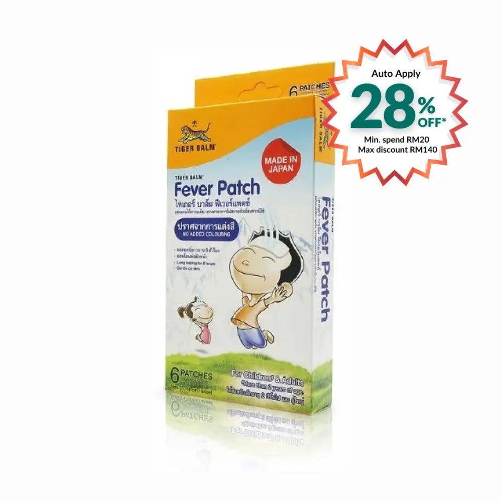 Tiger Balm fever patch pack with 6 patches for quick relief from fever for children and adults