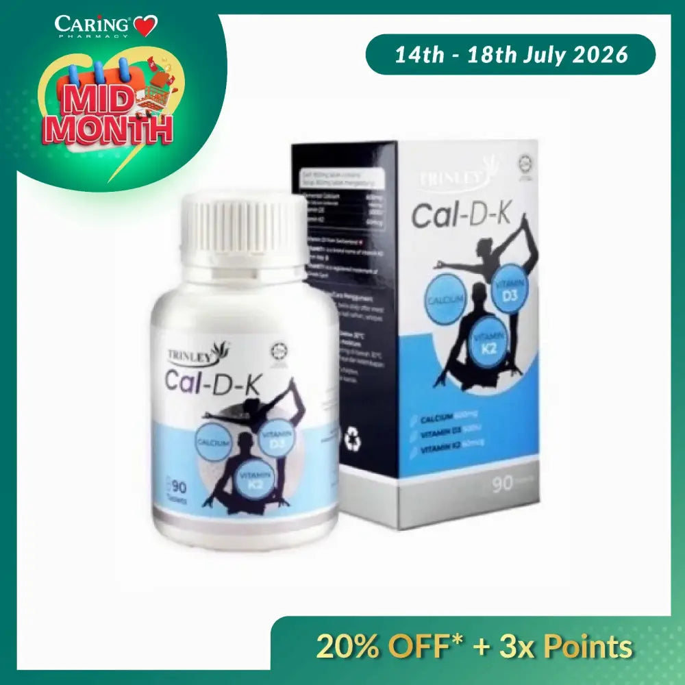 GROWAY TRINLEY Cal-D-K Calcium Vitamin D3 K2 Supplement Bottle with 90 Capsules