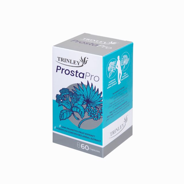 TRINLEY ProstaPro prostate health supplement box with 60 capsules and herbal ingredients