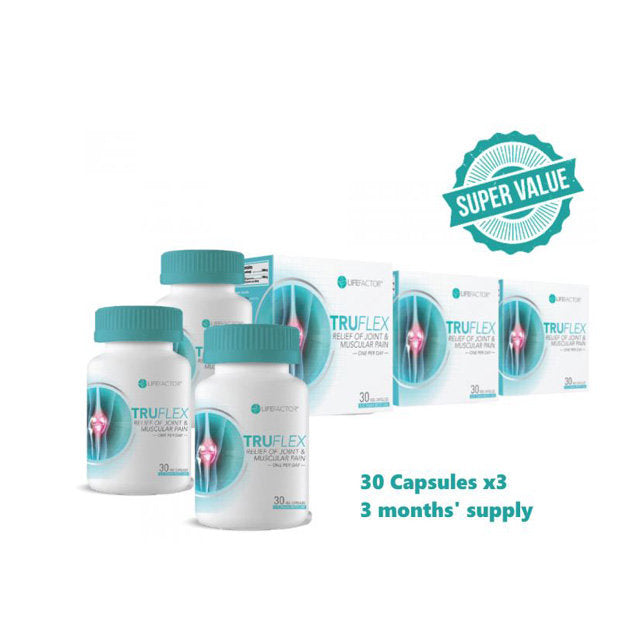 LIFE FACTOR TruFlex supplement 3 months supply with three bottles of 30 capsules each for muscle health