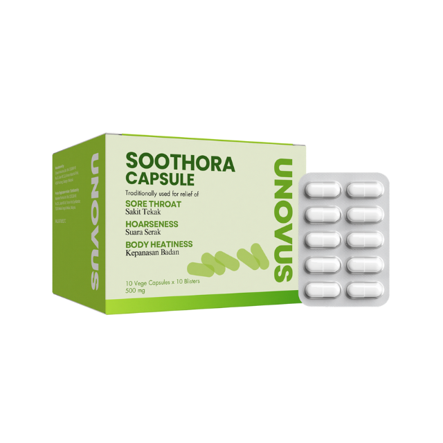 Soothora capsule for sore throat relief, 10 vegan capsules in a pack, traditional remedy for throat discomfort