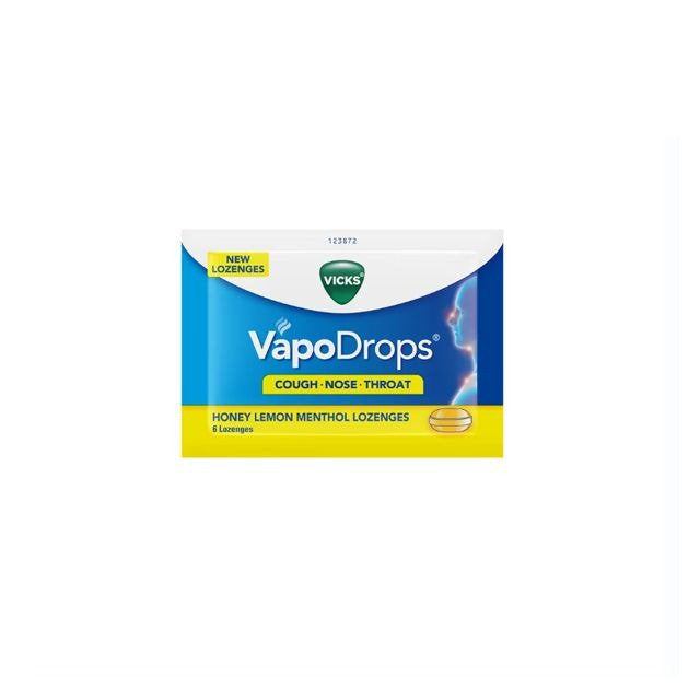 Vicks Vapodrops honey lemon lozenges pack for soothing cough and throat relief