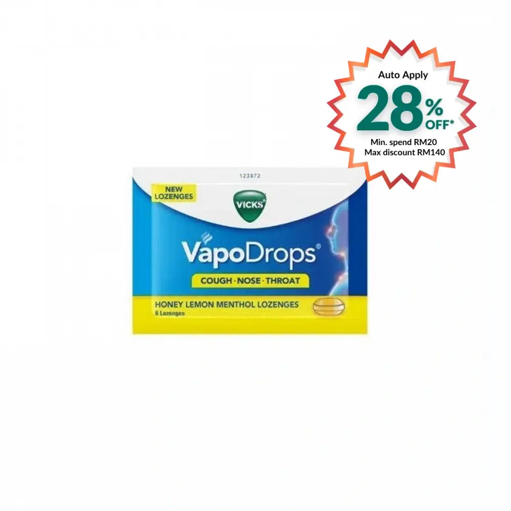 Vicks Vapodrops honey lemon lozenges pack for soothing cough and throat relief