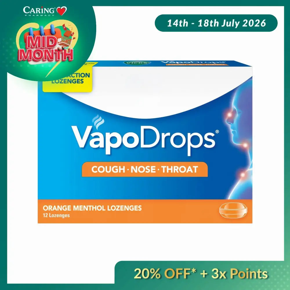 VICKS VAPODROPS ORANGE MENTHOL 12S