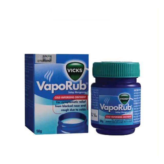 Vicks VapoRub 50g cold vaporizing ointment for relief from blocked nose and cough due to colds