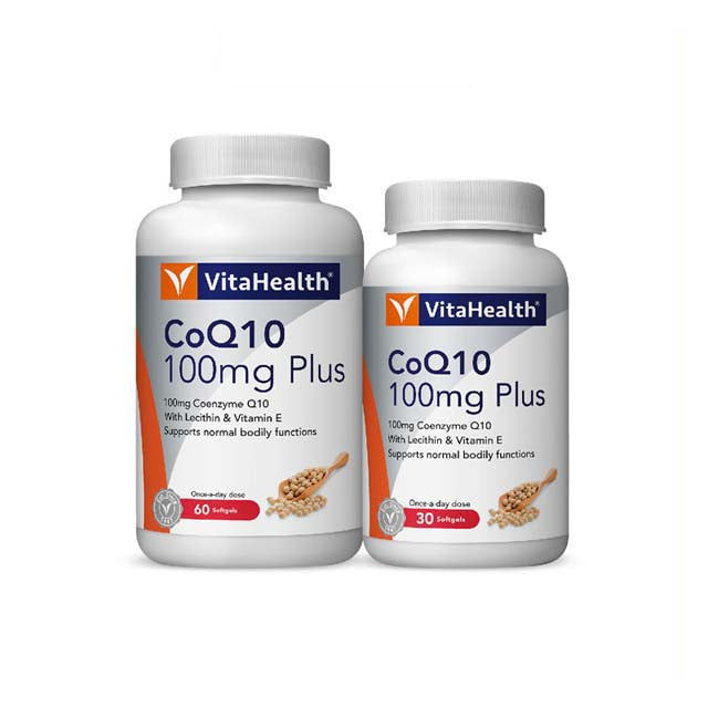 VitaHealth CoQ10 100mg Plus supplements in Malaysia for normal bodily functions and heart health support