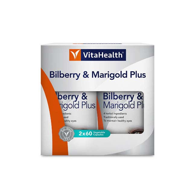 VITA Bilberry and Marigold Eye Supplement with 120 vegetable capsules for healthy vision