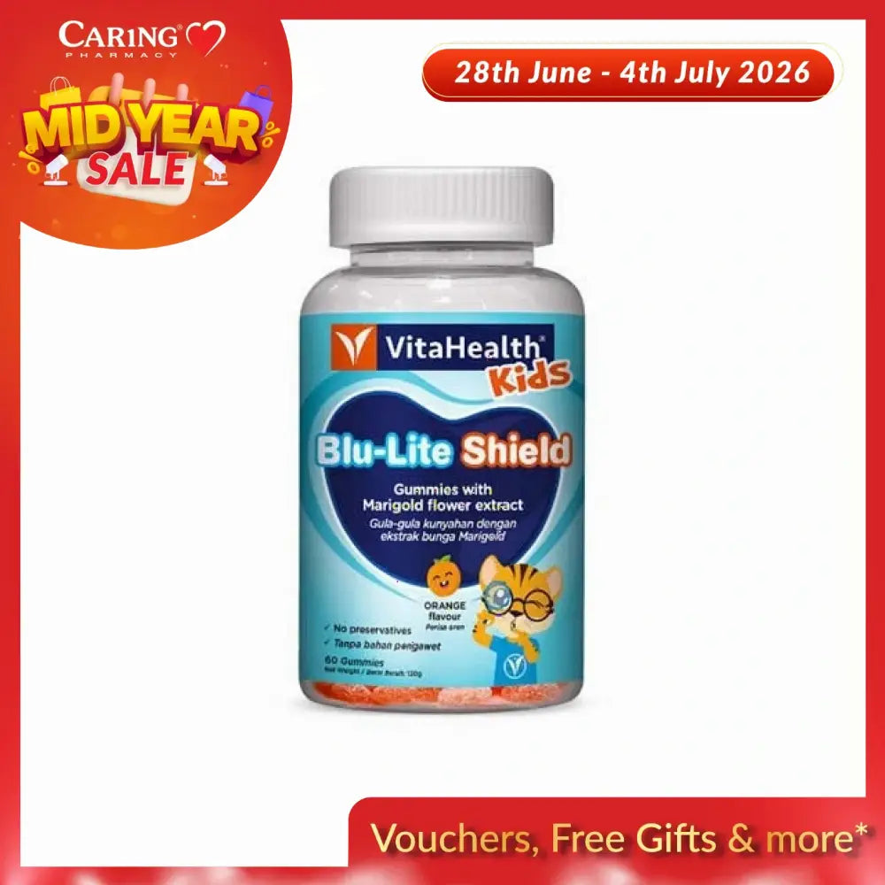 VitaHealth Blu-Lite Shield gummies with marigold flower extract in orange flavor for kids' immunity support