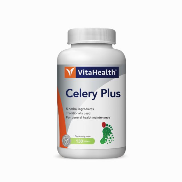VitaHealth Celery Plus supplement bottle with 130 tablets for general health maintenance