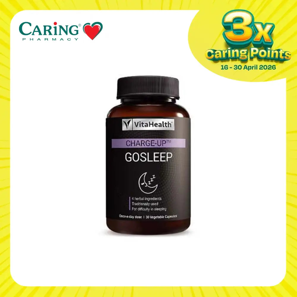 VitaHealth GoSleep sleep supplement in a dark bottle with a label featuring herbal ingredients for better sleep