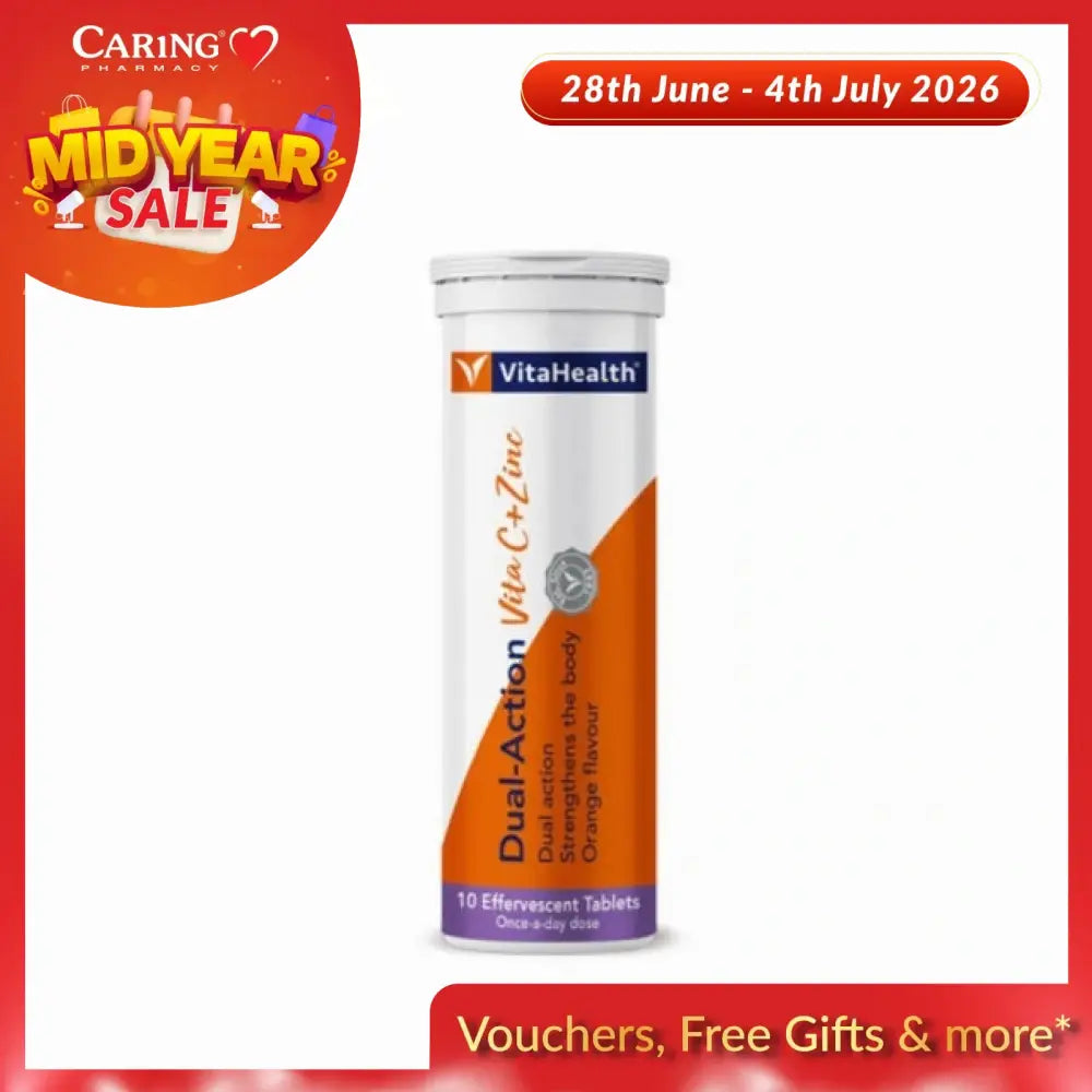 VitaHealth vitamin C zinc effervescent tablets in a tube for immune support and energy boost