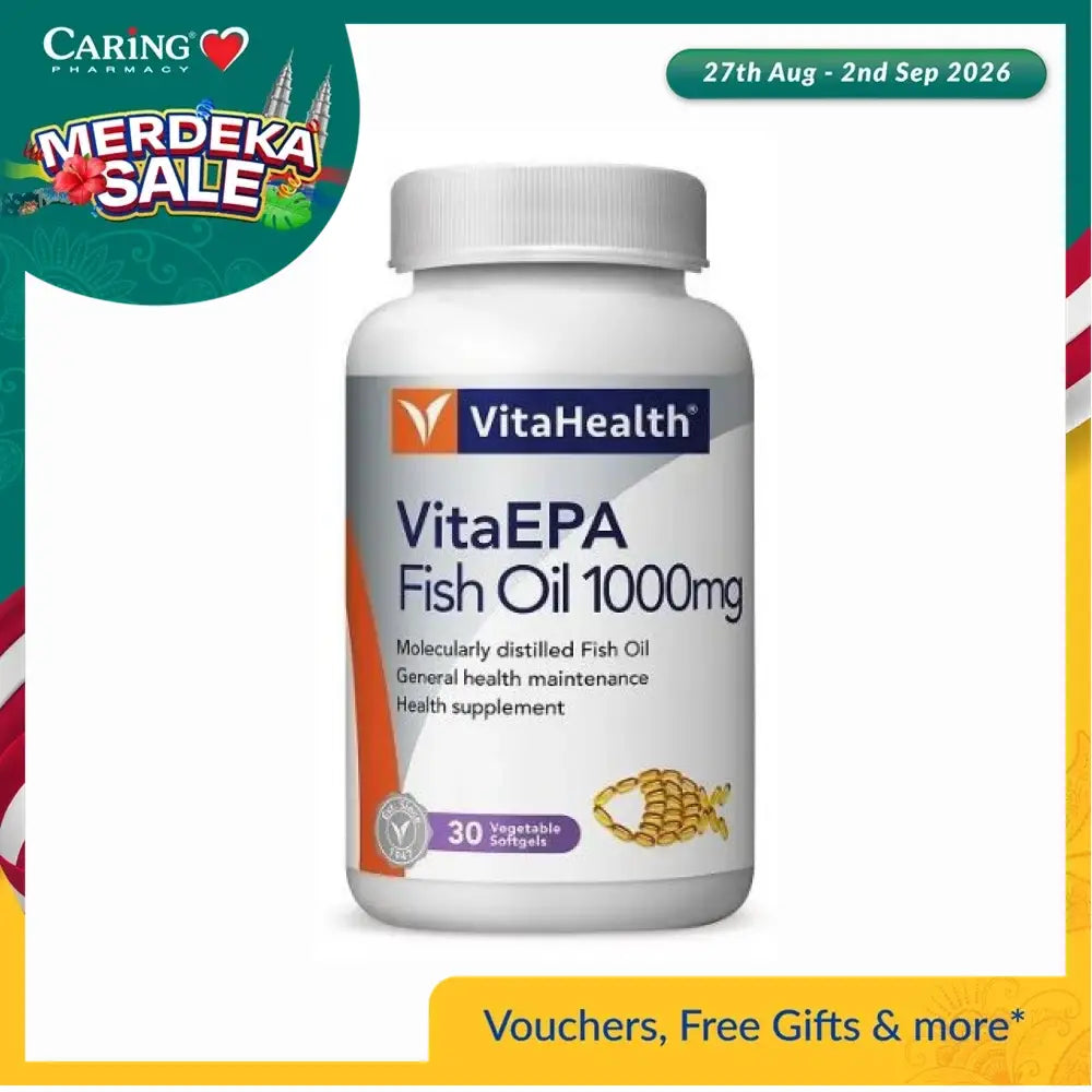 VitaHealth EPA Fish Oil 1000mg bottle with 30 softgel capsules for general health maintenance