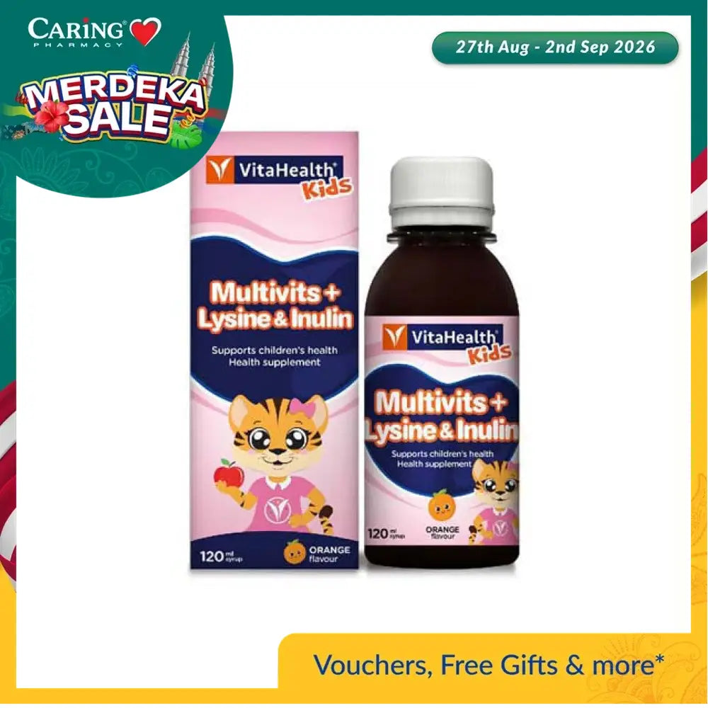 VITA Kids Multivitamin with Lysine and Inulin in orange flavor for children's health support