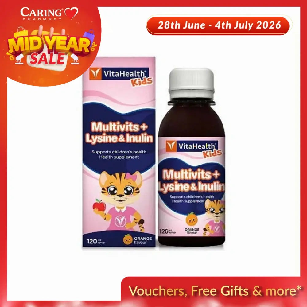 VITA Kids Multivitamin with Lysine and Inulin in orange flavor for children's health support