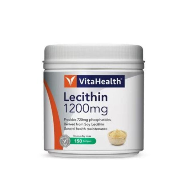 VITA Lecithin Supplement 1200mg in a white container with easy-to-take softgels for general health maintenance