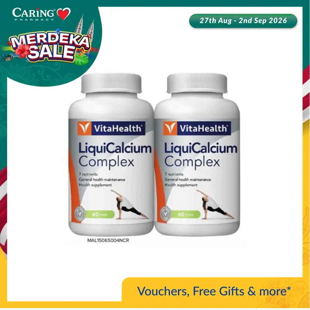 VitaHealth Liqui Calcium Complex bottles for bone health maintenance and dietary support