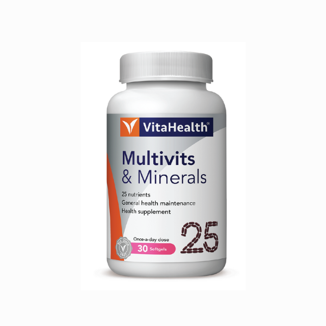VitaHealth multivitamins and minerals bottle containing 30 tablets for daily health maintenance