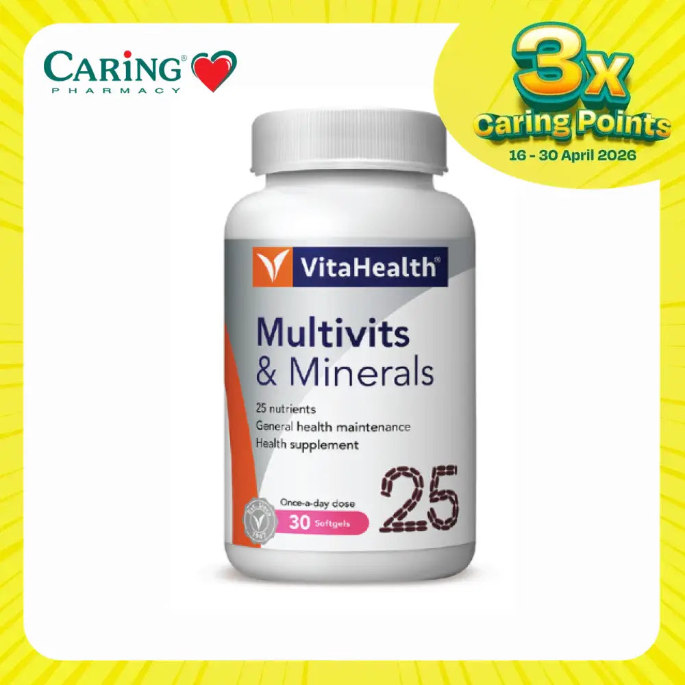 VitaHealth multivitamins and minerals bottle containing 30 tablets for daily health maintenance