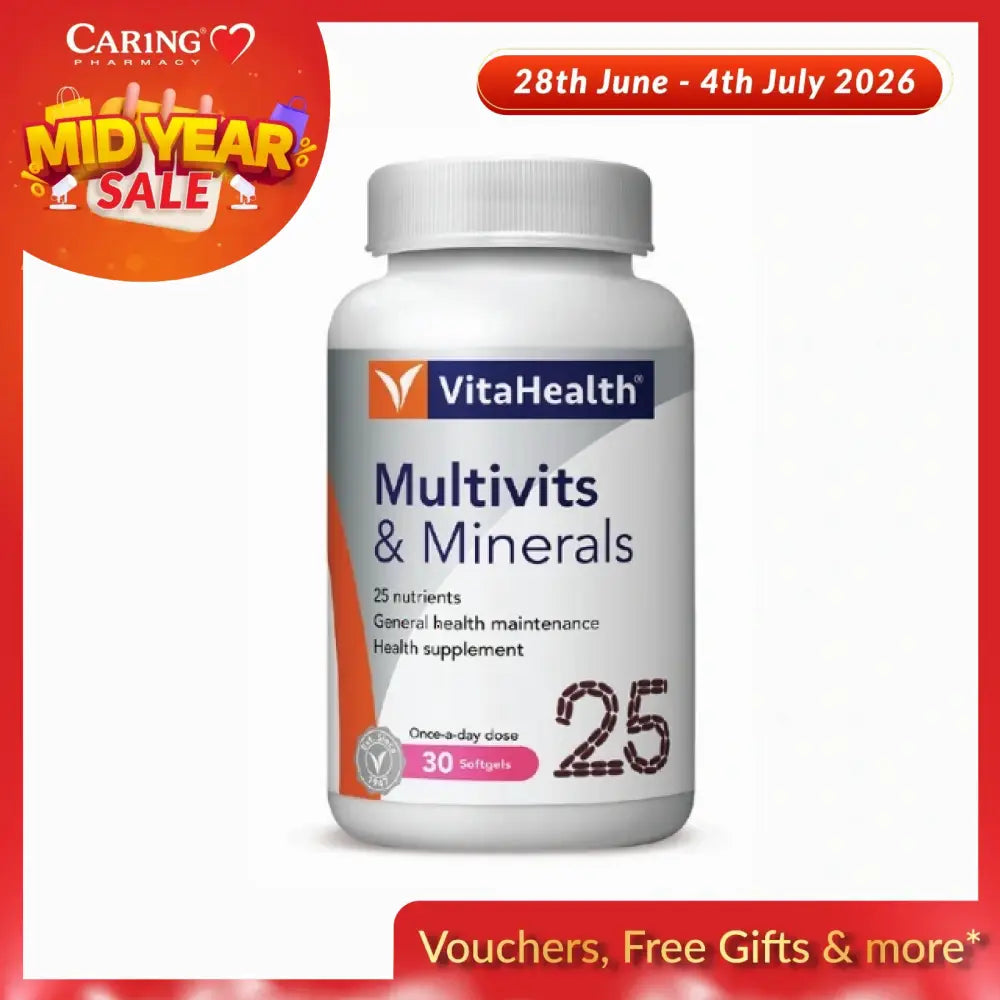 VitaHealth multivitamins and minerals bottle containing 30 tablets for daily health maintenance