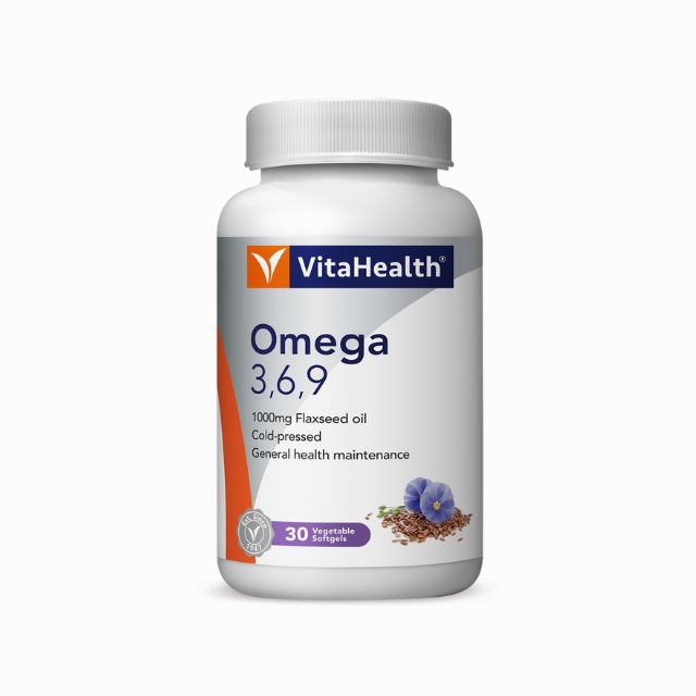 VitaHealth Omega 3-6-9 supplement with 1000mg Flaxseed oil for general health maintenance