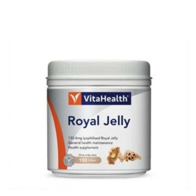 VitaHealth Royal Jelly supplement in a 150 tablet container for general health maintenance.