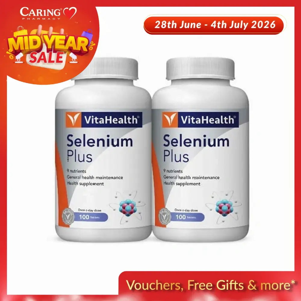 VitaHealth Selenium supplement Plus for general health maintenance in two 100-capsule bottles
