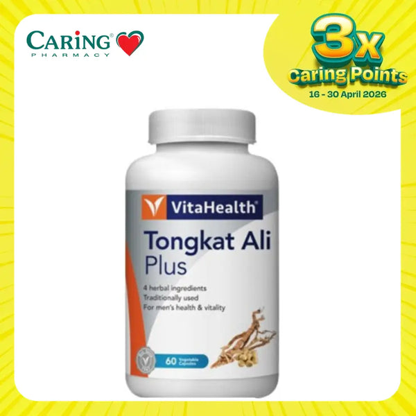 VITA Tongkat Ali supplement for men in a white bottle with 60 capsules for vitality and health