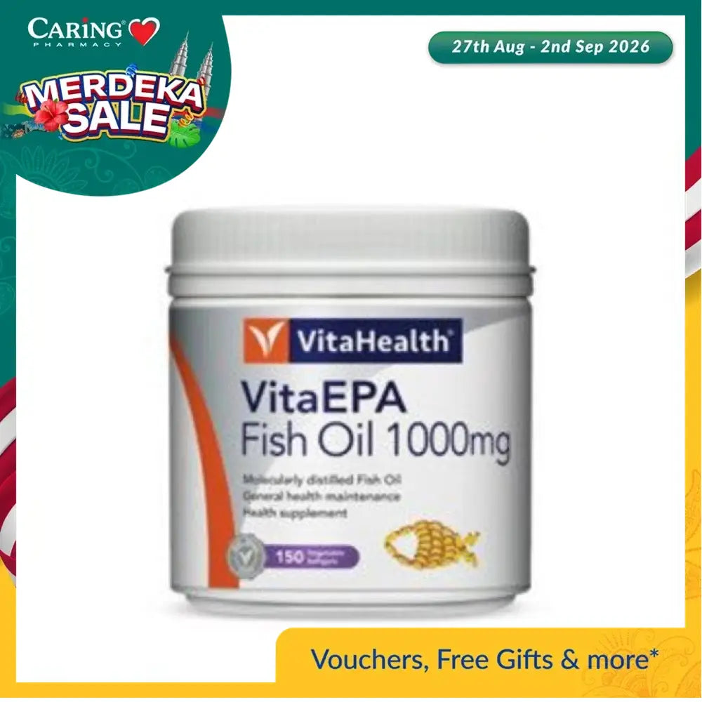 VitaHealth fish oil 1000mg jar of 150 softgels VitaEPA supplement for general health maintenance