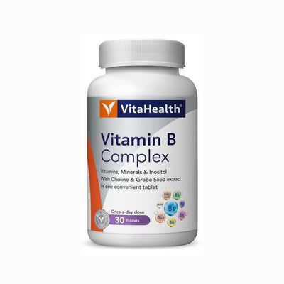 VitaHealth Vitamin B Complex 30 tablets with vitamins, minerals, and inositol for daily wellness