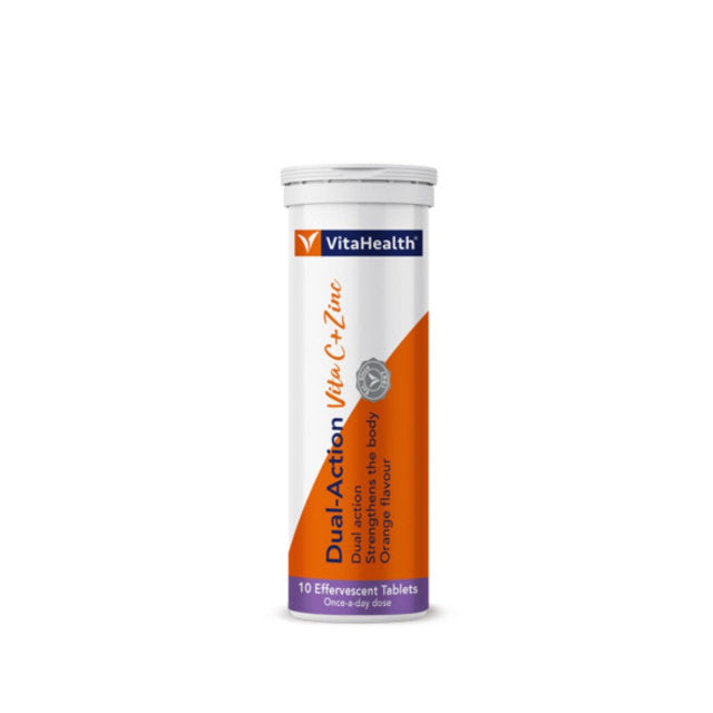 VitaHealth vitamin C zinc effervescent tablets in a tube for immune support and energy boost