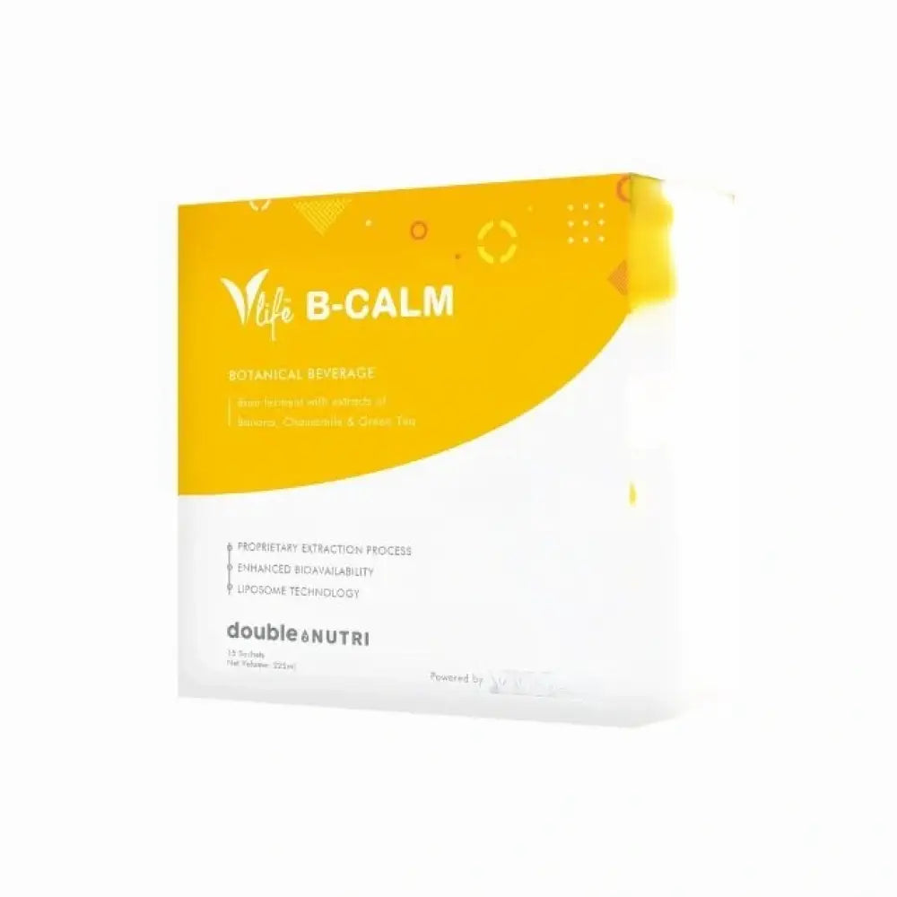 VitaHealth VLife B-Calm supplement box featuring herbal beverage extracts for relaxation