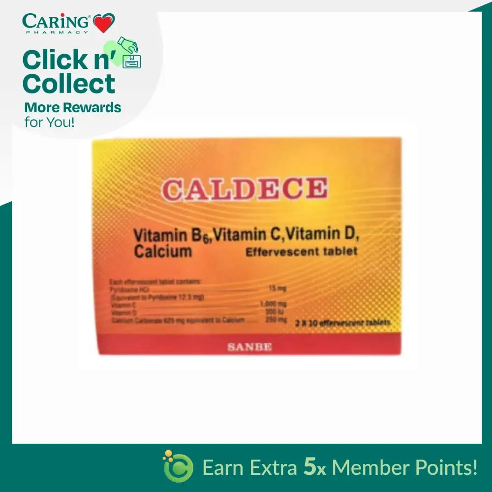 Calcede effervescent tablets with vitamin B6, vitamin C, vitamin D, and calcium vitamin effervescent tablets