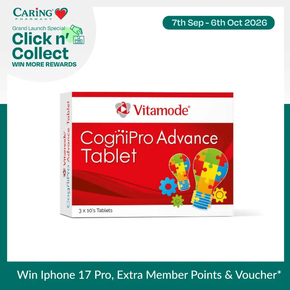 Vitamode CogniPro Advance Tablet packaging featuring colorful design and brain-enhancing visuals