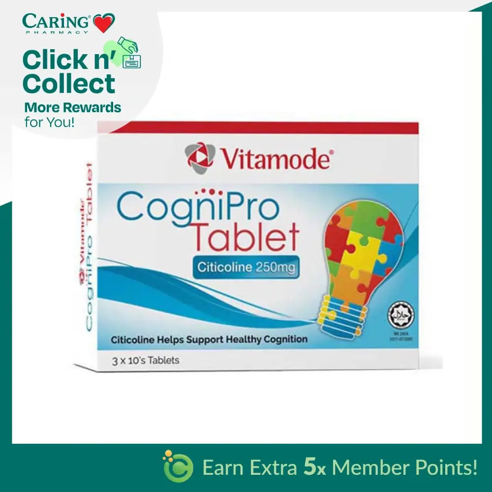 Vitamode CogniPro Tablet Citicoline 250mg brain health supplements for adults box with light bulb design