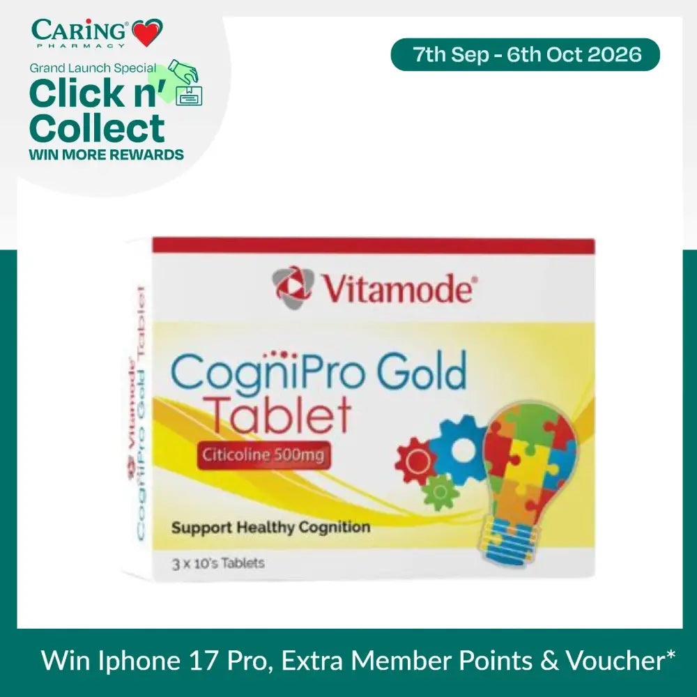 Vitamode CogniPro Gold 500mg tablets packaging with colorful light bulb design for healthy cognition support