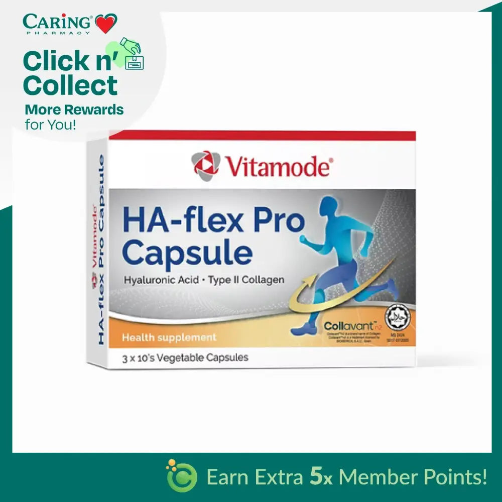 Vitamode HA Flex Pro joint supplement box featuring hyaluronic acid and collagen for joint health