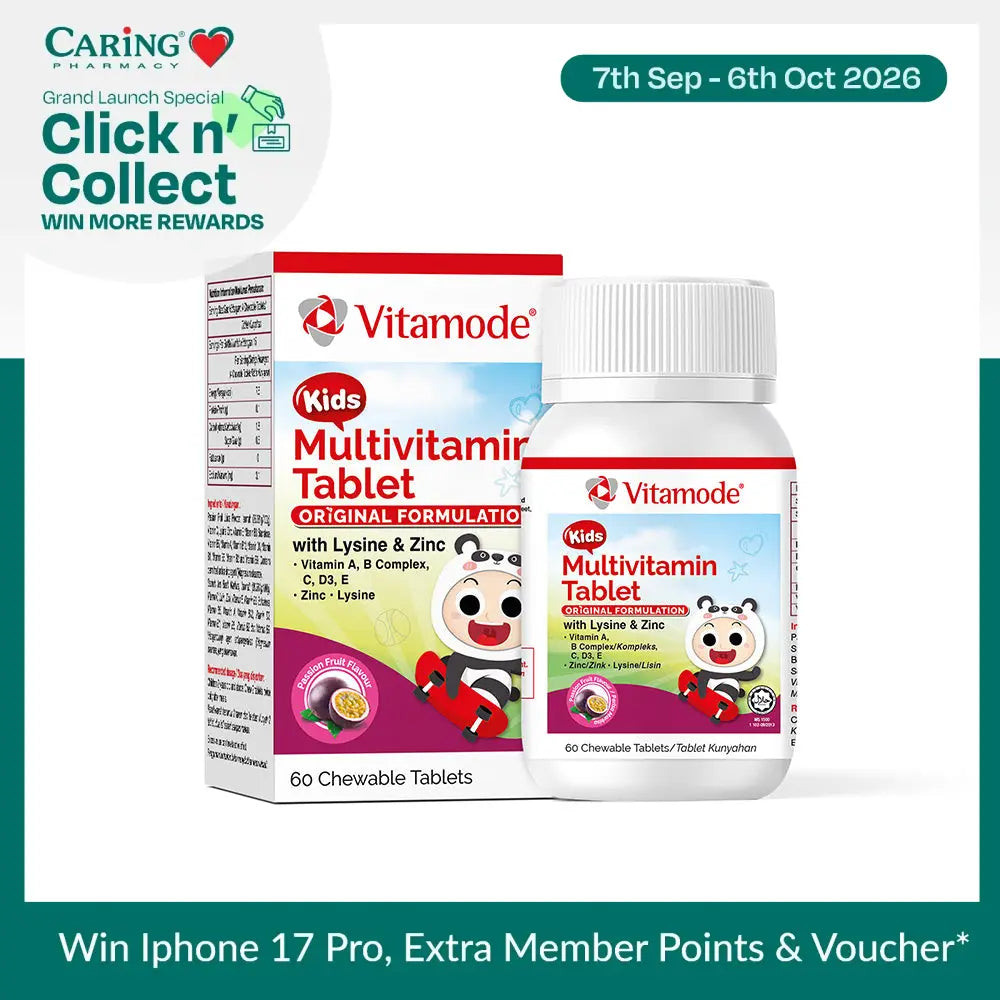 Vitamode Kids Multivitamin Tablets in a bottle featuring 60 chewable tablets for children’s health